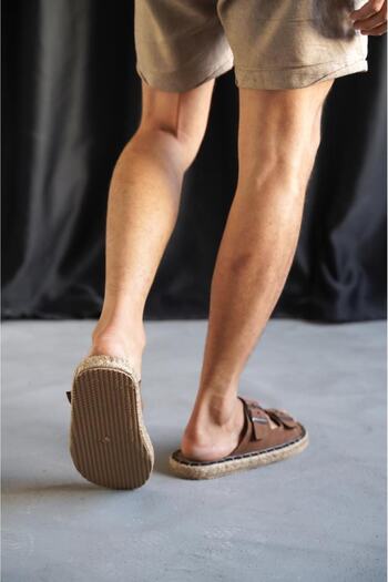 hmdyıl Ανδρικές παντόφλες Espadrille με διπλή πόρπη