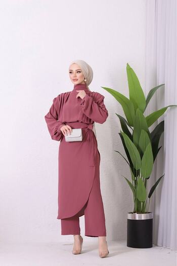 Neşeli Butik women's imported cloth skirt islamic jumpsuit SMS011 - Dried Rose