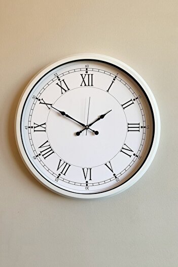 Kasva Concept Hediyelik Metal Beyaz Retro Duvar Saati 40 Cm