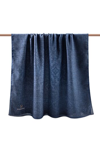Vissona Women's Luxury Medina Silk Shawl Indigo-2