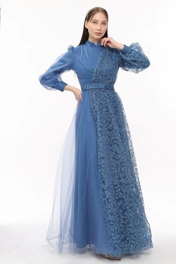 Asees Hijab Evening Dress Dream Tulle Glitter Printed Evening Dress