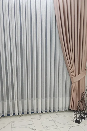 evihtiyaclarim by IOC Tulle Curtain Simple Plain New Season Skirt Detailed High Quality Non-Iron 1x2 Sparsely Pleated Tulle Curtain