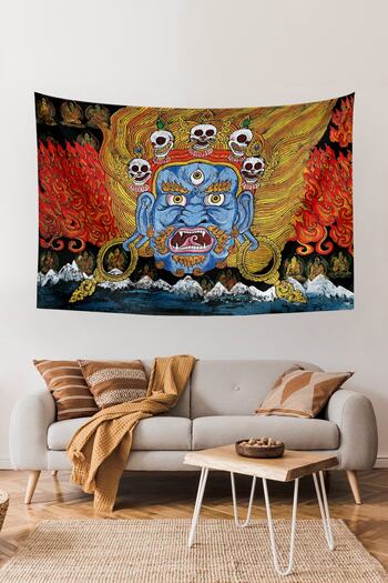 Vagonik Tibetan Ethnic Pattern Buddhist Thangka and Mandala Bohemian Wall Cloth Carpet 140X100 Cm-70X100 cm