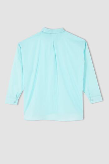 DeFacto Oversize Fit Voile Long Sleeve 100% Cotton Shirt
