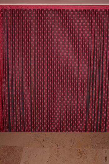AKÇA TEKSTİL Polka Dot Model Fuchsia Color Rope Curtain Ready-made Buttons Sewn Rope Curtain 300*280 cm