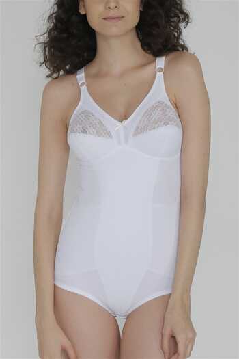 Yevda Women's White Large Oversize Satin Body Corset 4030