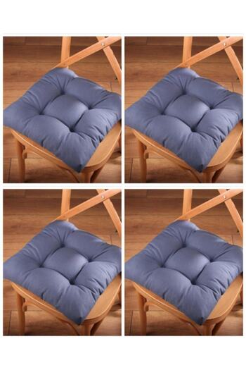ALTINPAMUK 4-Piece Gold Petrol Pofidik Chair Cushion Special Stitched Lace up 40X40Cm