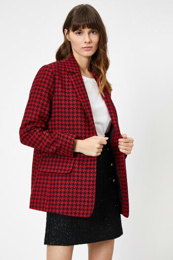 Koton Women's Red Patterned Jacket 0KAK52246UW