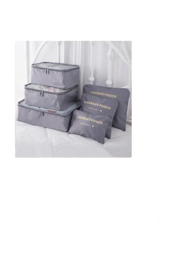 Laundry 6-Piece Gray Star Patterned Suitcase-Case Organizer Set