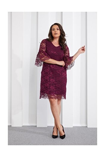 Seamoda Lace Evening Dress Claret Red