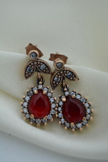 Stoneage Elegant Earrings with Ruby and Zirconia