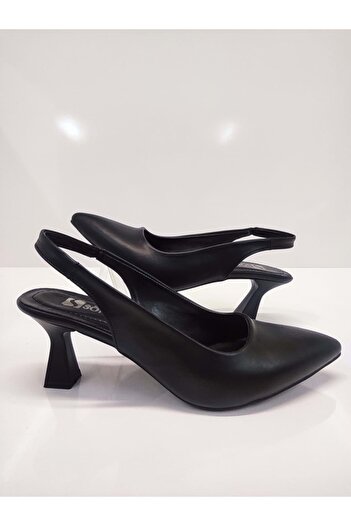 OEM MESUT KIRCA 900 MODEL BLACK COLOR FRONT CLOSED OPEN BACK LOW KADEH HEELED WOMEN'S STILETTO BLACK