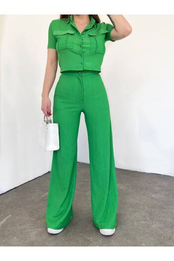 GÖKÇE CLOTHİNG Women's Button Detailed Capped Pant Suit