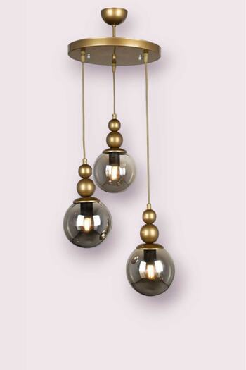 BSA LIGHTING BİLLUR 3'LÜ ESKİTME BOYALI SARKIT MODERN AVİZE (FÜME CAMLI)