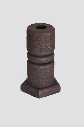 Yapay Çiçek Deposu Lux Wooden Mini Dry Flower Vase Black-Bronze Antique 15 cm