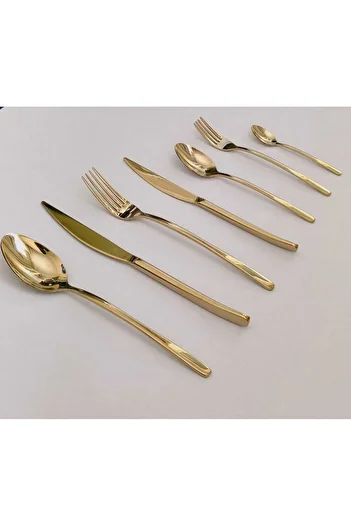 KB SOLİNGEN Dove Titanium Gold 84 Piece 4 Millimeter Thickness 18/10 Fork Spoon Knife Set