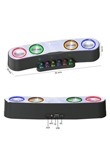 TECHNOMEN Gaming (Gamer) Oyuncu Hoparlör Wireless Bluetooth 5.0 RGB