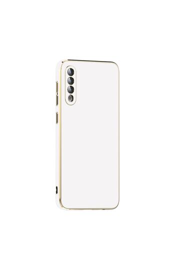 Fibaks Samsung Galaxy A50 Case Glossy Edge Gold Embroidered Camera Protected Cover (Compatible)