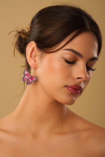 Gizy Store Butterfly Earrings Polymer Clay Pink Butterfly Earrings