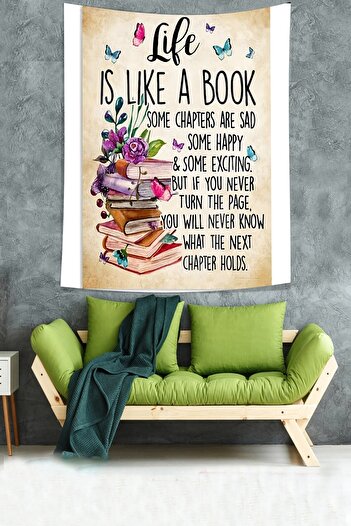 on the clouds Books and Flowers Themed Message Stain Resistant Fabric Wall Cloth Wall Carpet Tapestry