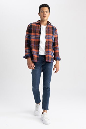 DeFacto Regular Fit Polo Neck Checked Lumberjack Long Sleeve Shirt A7070Ax23Au