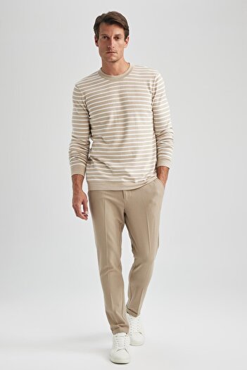 DeFacto Standard Fit Regular Cut Striped Crew Neck Knitwear Sweater A9713Ax23Au