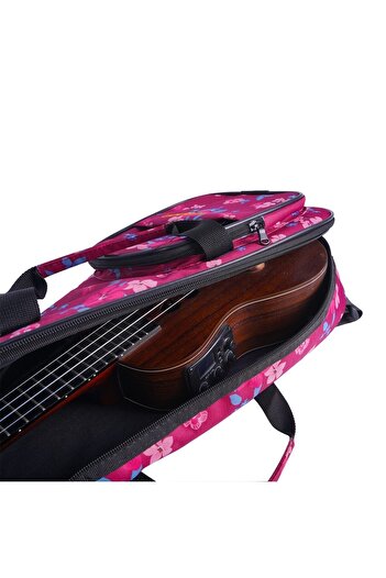 Wagon 04 Serisi Tenor Ukulele Çantası - Hibiscus Pembe