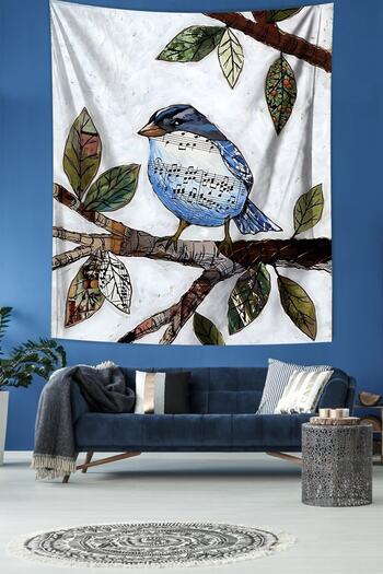 on the clouds Singer Bird on the Tree Stain Resistant Fabric Wall Cover Wall Carpet Tapestry