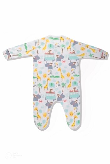 Şanbebe Şapkalı %100 Pamuklu Desenli Bebek Tulumu 162414