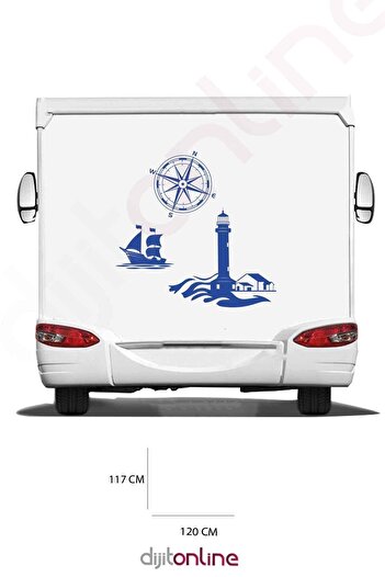 Dijitonline Autocolant pentru rulotă - Autocolant far - Autocolant busolă - Autocolant caiac - 120x117 Cm