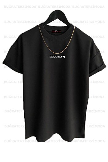Buğraterzimoda Brooklyn Printed Unisex Black-White 2-Piece Oversize T-Shirt Pack