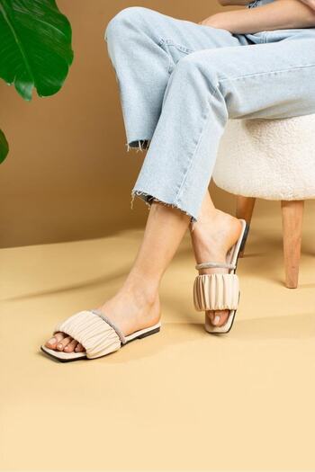 AGACE PLEATED STONE SLIPPERS