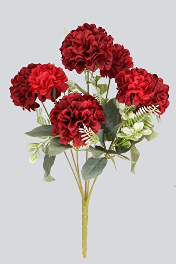 Yapay Çiçek Deposu Artificial Large 7 Branches Chrysanthemum Bunch 43 cm Red