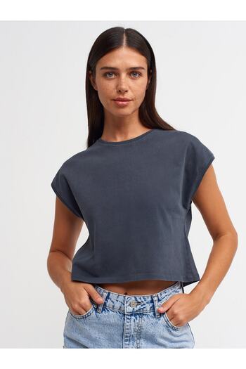Dilvin 30373 Short Sleeve Faded Effect Tshirt-Anthracite