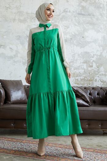 InStyle Malinda Shirt Collar Dress - Green