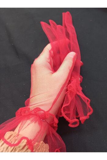 es moda shop Bella evening dress bridal gloves short red
