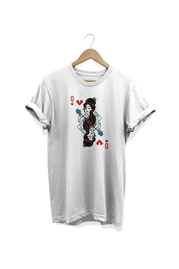 remonz Amy Winehouse Card Series Printed White T-shirt