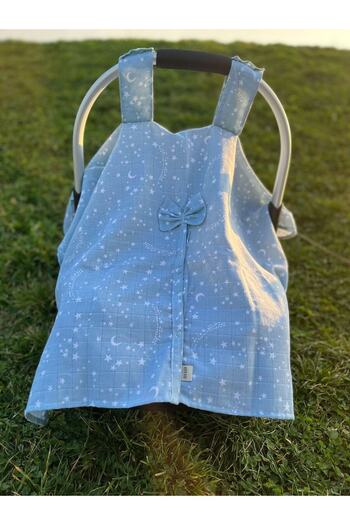 runbaby Set of 3 Light Blue Star Muslin (PASSROOM COVER 100X120CM MUSLIN COVER SCARF)