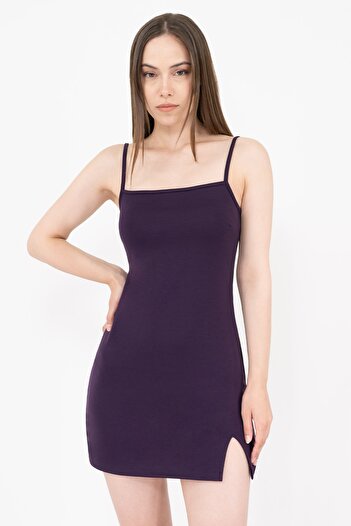 Soyo Rochie mini mov cu bretele cu fante pentru femei