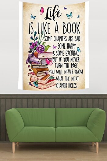 on the clouds Books and Flowers Themed Message Stain Resistant Fabric Wall Cloth Wall Carpet Tapestry