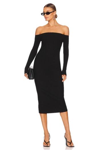 Zagrep Women's Black Midi Dress Finger Snap Strapless Cut Bottom Side Zip Lined Silk Jersey
