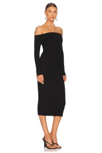 Zagrep Women's Black Midi Dress Finger Snap Strapless Cut Bottom Side Zip Lined Silk Jersey