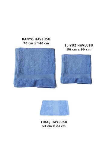 Asker Kolisi 3'lü Banyo, El Yüz Ve Tıraş Sakal Havlusu - Mavi Havlu Seti - Havlu