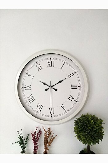 Kasva Concept Hediyelik Metal Beyaz Retro Duvar Saati 40 Cm