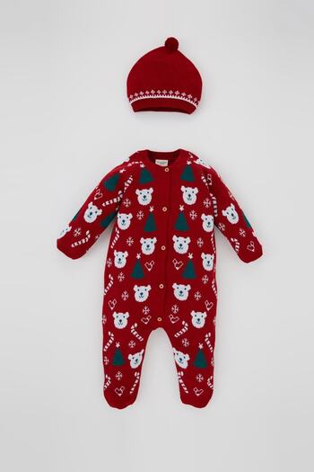 DeFacto Baby Boy Weihnachten Themed Strickwaren Overall Hut 2 Stück Set A4194a523wn