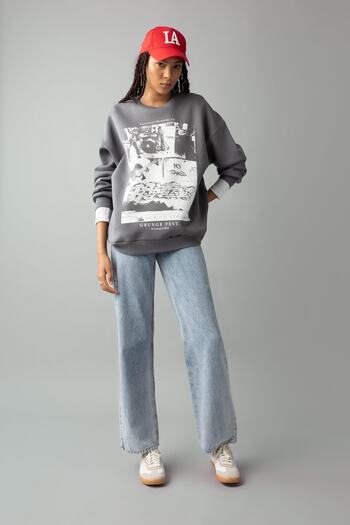 DeFacto Oversize Fit mikina Crew Neck