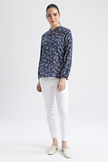 DeFacto Regular Fit Crew Neck Long Sleeve Blouse
