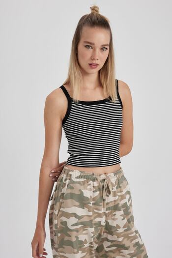 DeFacto Cool Fitted Ribbed Striped Camisole Athlete