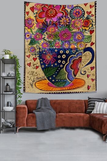 on the clouds Ethnic Pattern Floral Cup Stain Resistant Fabric Wall Cover Wall Carpet Tapestry