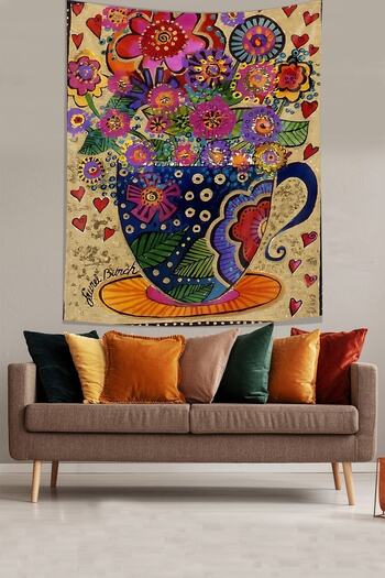 on the clouds Ethnic Pattern Floral Cup Stain Resistant Fabric Wall Cover Wall Carpet Tapestry